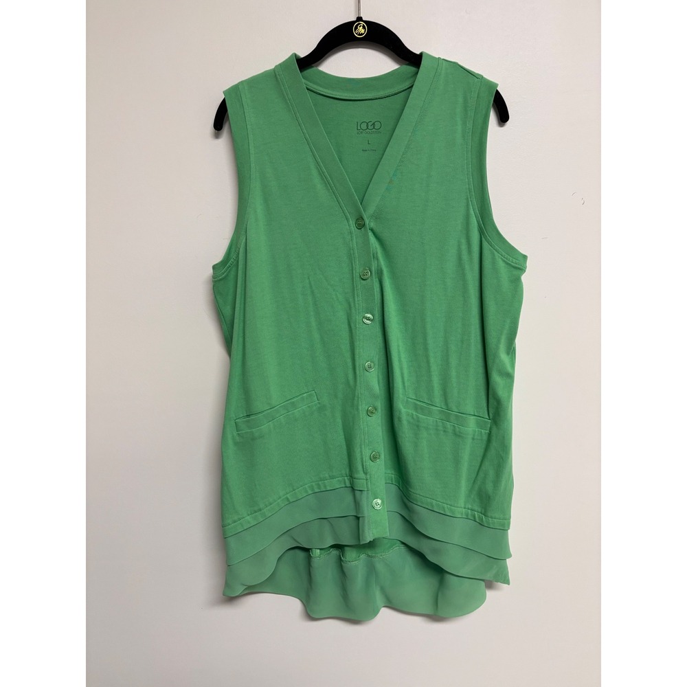 Women's LOGO by‎ Lori Goldstein Green Sleeveless Tunic Size L